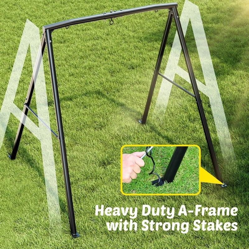 Trekassy 440lbs Heavy Duty Swing Sets for Backyard with 60" Large Platform saucer Swing