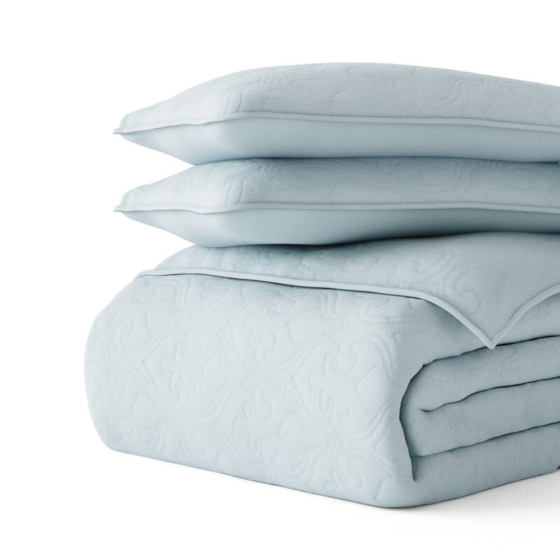 Soft Essentials Premium Ultra Soft Damask Pattern Quilted Coverlet Set