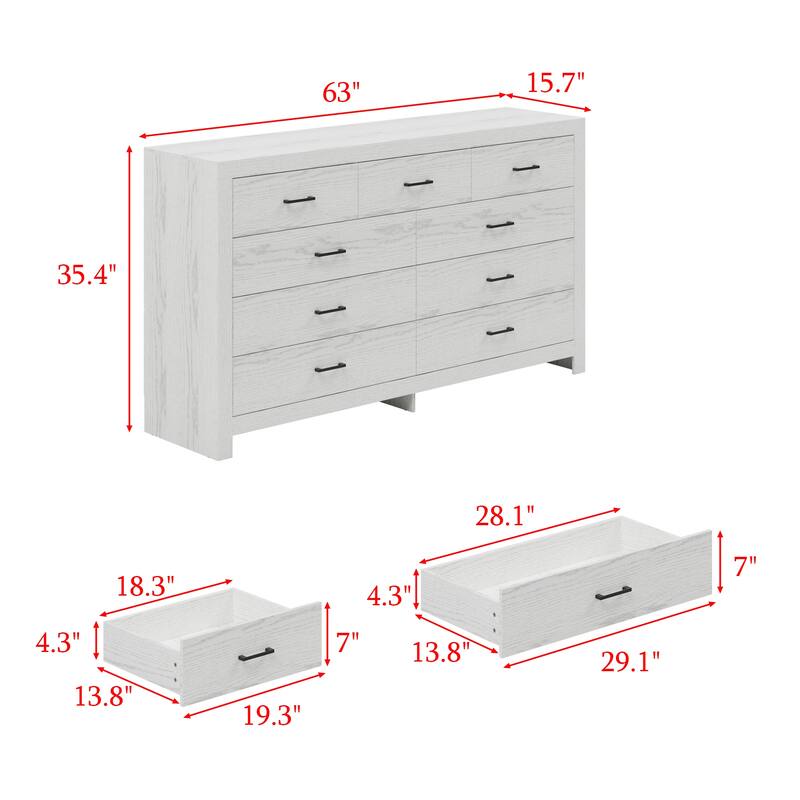 Elegant Wood - grain Nine - drawer Dresser: Spacious Storage, Modern Design & Quality Details