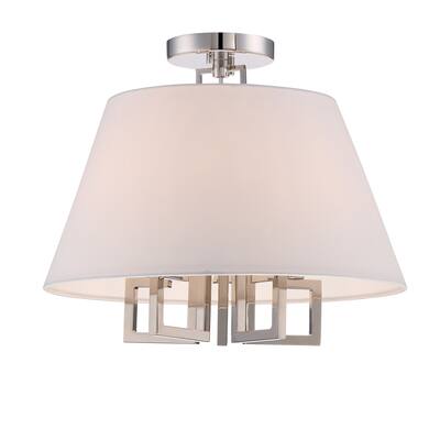 Libby Langdon for Crystorama Westwood 5 Light Polished Nickel Ceiling Mount - 16'' W x 13.25'' H - 16'' W x 13.25'' H