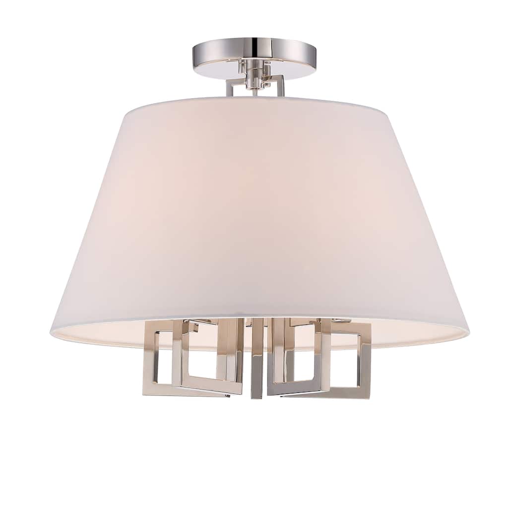 Libby Langdon for Crystorama Westwood 5 Light Polished Nickel Ceiling Mount - 16'' W x 13.25'' H - 16'' W x 13.25'' H