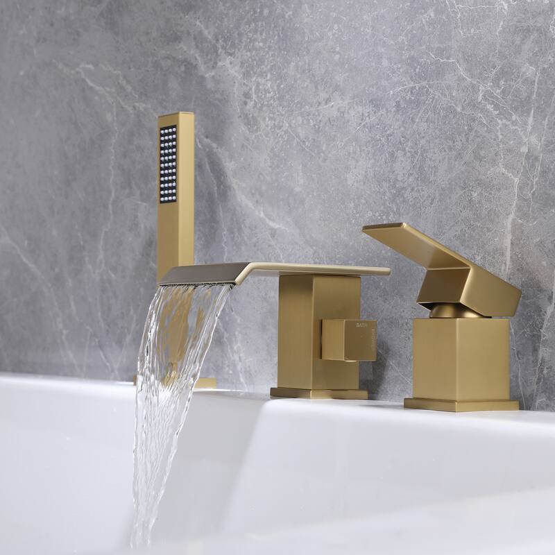Solid Brass Waterfall Roman Tub Faucet with Hand Shower