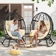 preview thumbnail 19 of 35, Moasis Cushioned Egg Chair with Rocker, PE Wicker 2 Piece - Black