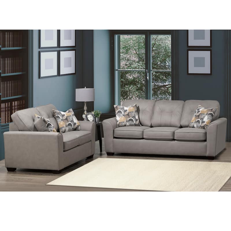 Cala Fabric Upholstered Sofa and Loveseat Set - Slate