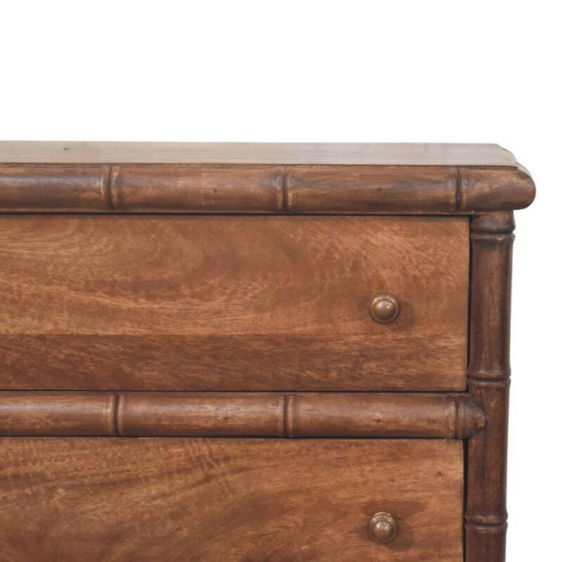 Artisan Furniture Solid Wood Bamboo Carved 3-Drawer Chest