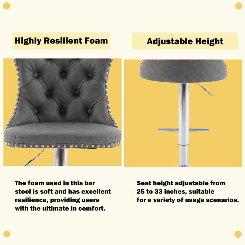 Swivel Foam Barstools Adjusatble Seat Set of 4