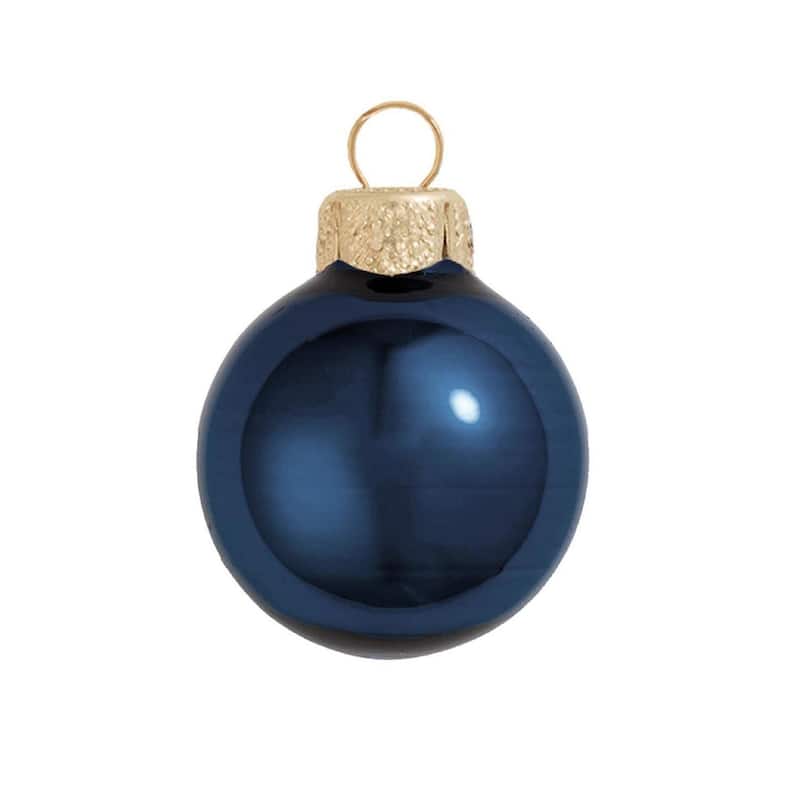 Pearl Glass Christmas Ball Ornaments 4.75" 120mm Midnight Blue 4ct