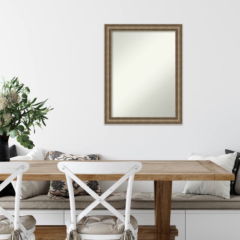 Angled Non-Beveled Wood Framed Wall Mirror