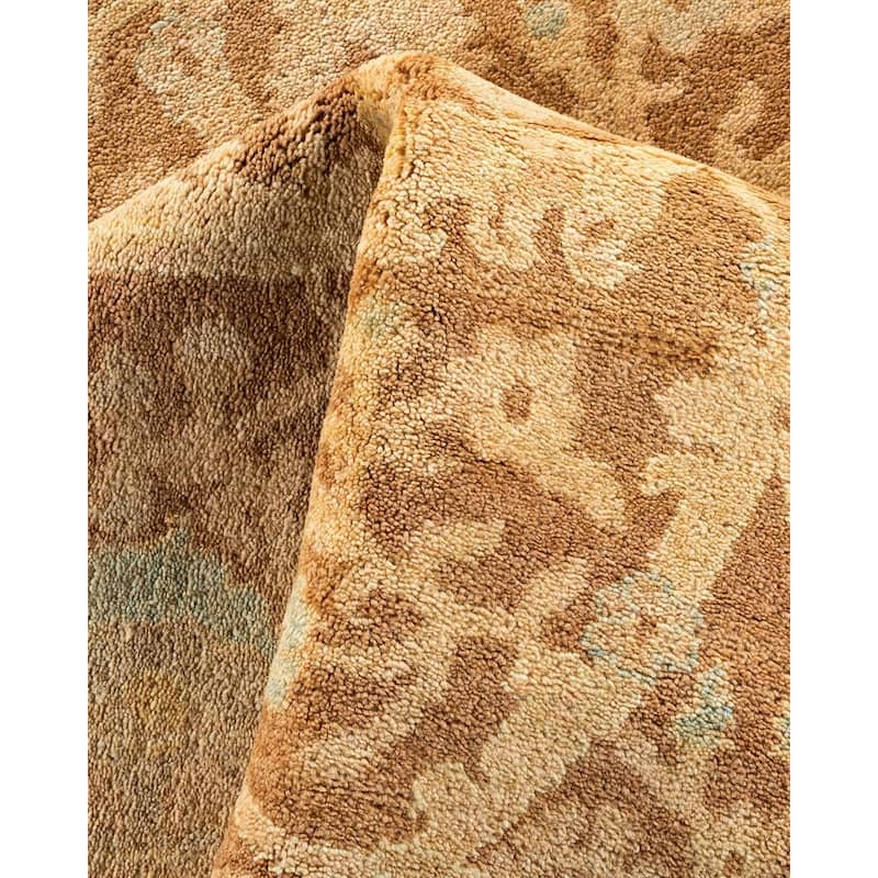 Overton Hand Knotted Wool Vintage Inspired Modern Contemporary Eclectic Brown Area Rug - 9' 0" x 11' 10"