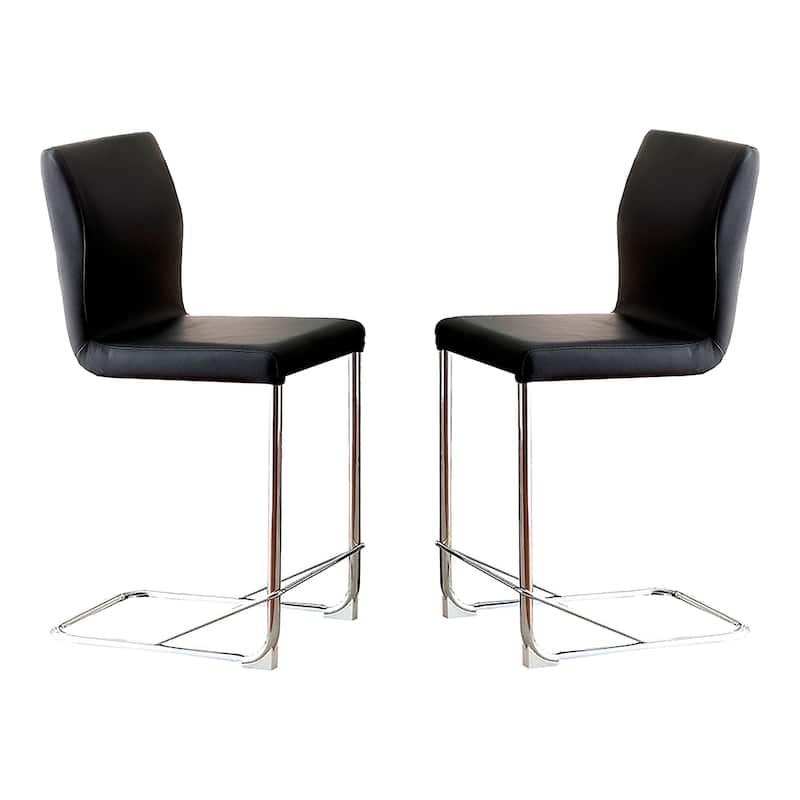 Raji Modern Faux Leather Counter Height Stools (Set of 2) by Furniture of America - Black