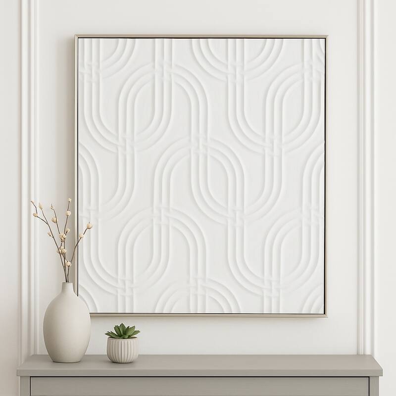 Decorative Geometric Canvas Wall Decor - 40", Black & Cream