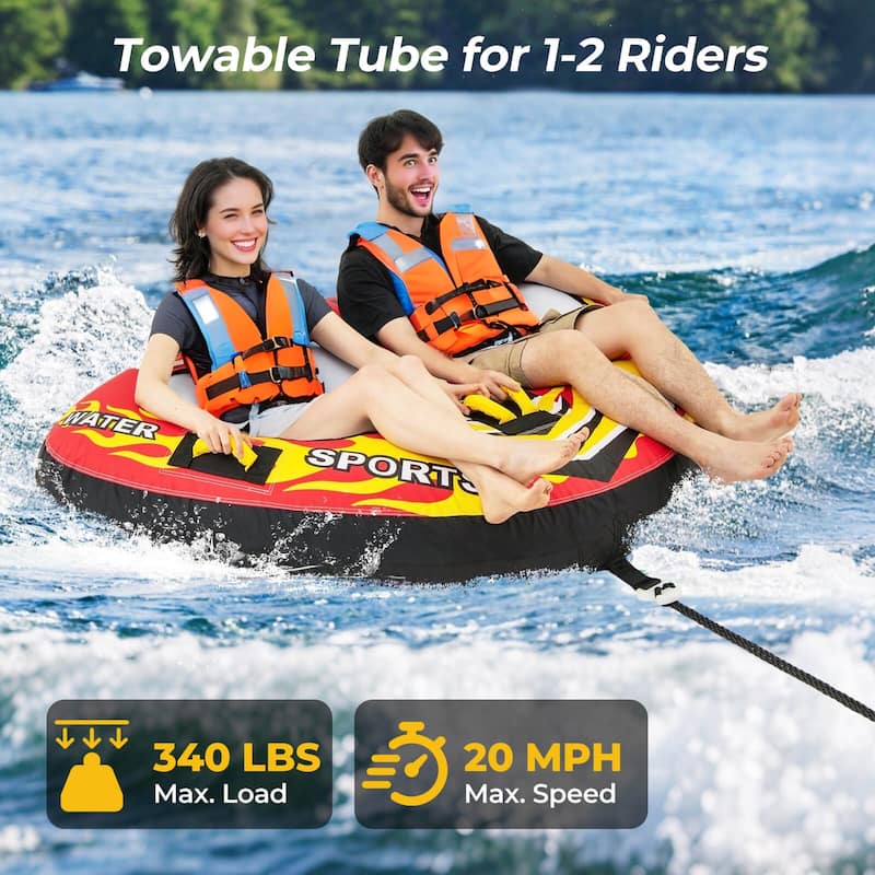 Costway Towable Tube for Boating 1 or 2 Person Inflatable Boat Tube - See Details