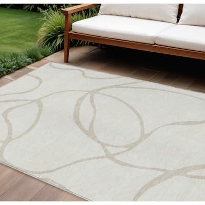 HomeRoots Abstract Transitional Rectangle Outdoor Rug