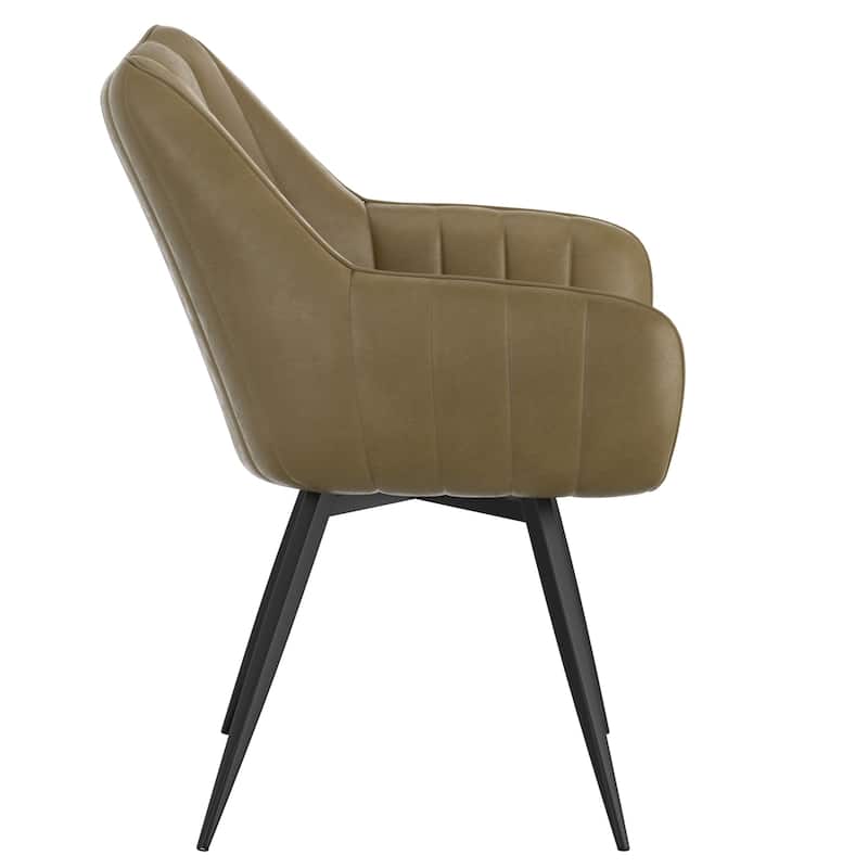 Modern Swivel Faux Leather & Metal Dining Chair, Set of 2