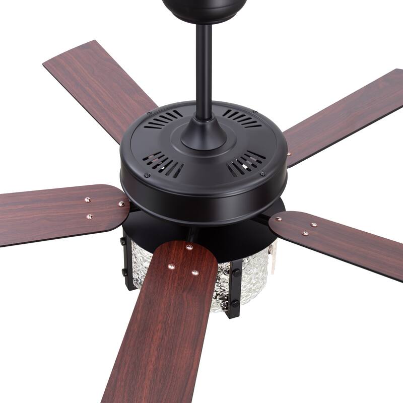 52" Reversible 5-Blade Caged Ceiling Fan with Light and Remote
