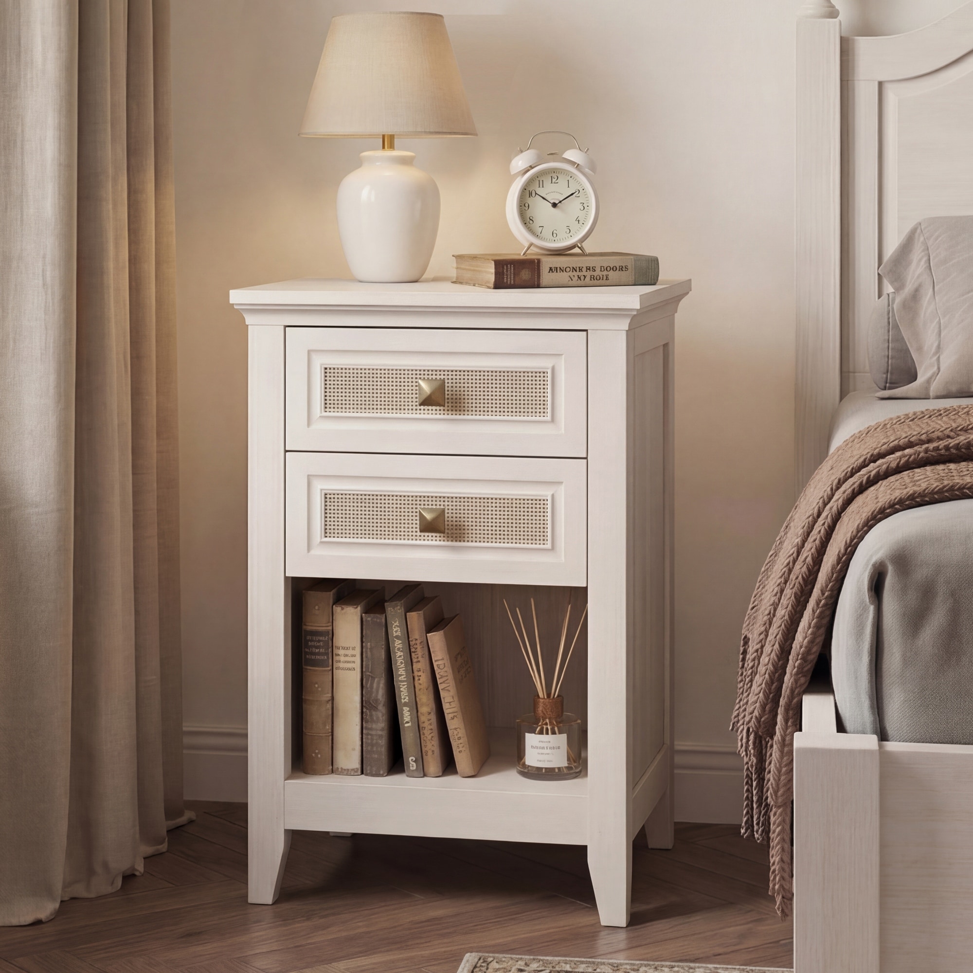 27'' Rattan Nightstand With 2 Drawers