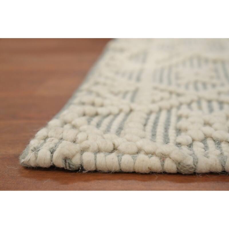 Hand Knotted Oriental 100% Wool Carpet Modern Geometric Beige & Ivories Modern Gotti Design Area Rug - 3' 11'' X 2' 2''