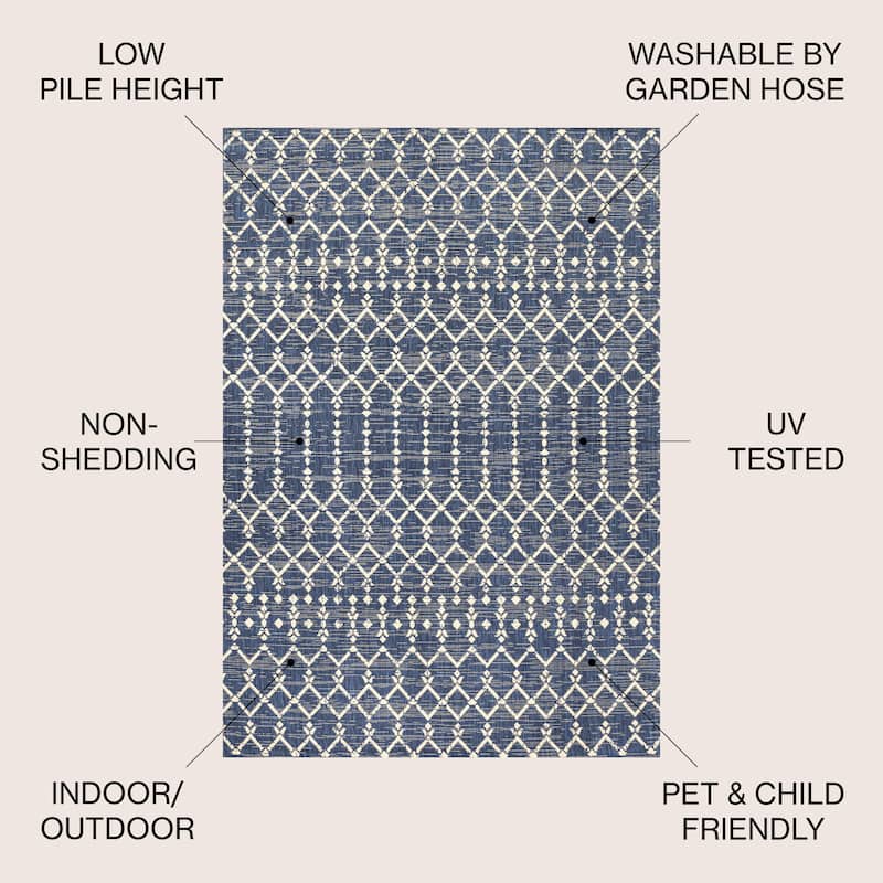 JONATHAN Y Trebol Moroccan Geometric Textured Weave Indoor/Outdoor Area Rug