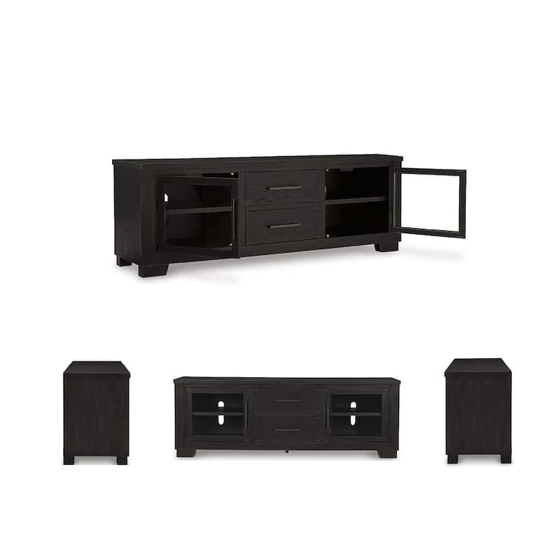Signature Design by Ashley Galliden Black 80" TV Stand for TVs up to 92" - 79.5" W x 20" D x 28.13" H