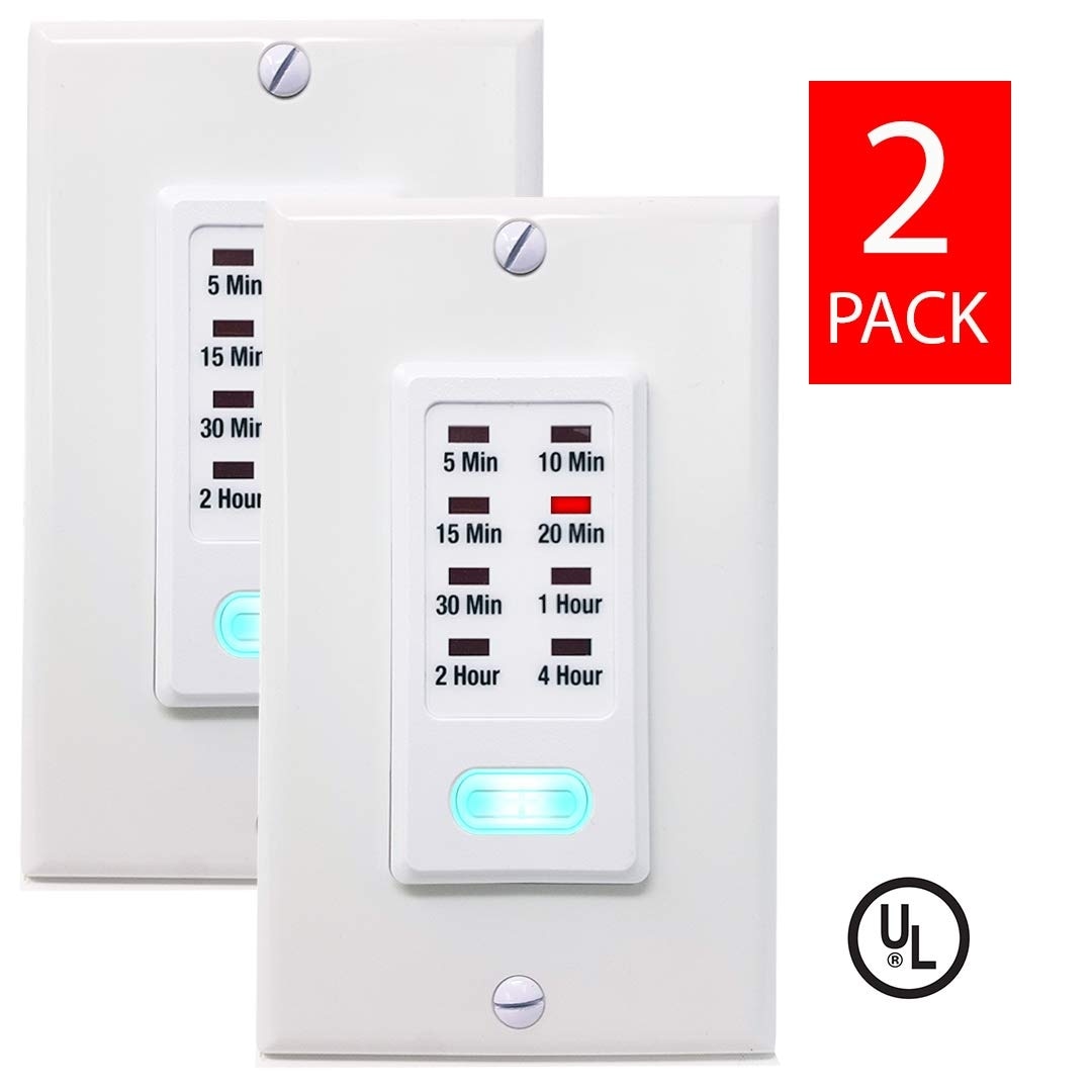civilisation hans Ynkelig Light Timer Wall Switch 5-10-15-20-30 Minute and 1-2-4 Hour Countdown -  Programmable, Automatic Shut Off - UL Listed - (2 Pack) - - 29805703