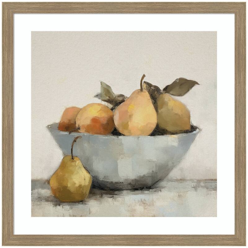 Kate and Laurel Framed Art Still Life Fruit In A Bowl Vintage Style by The Creative Bunch Studio - 26x26 - Brown