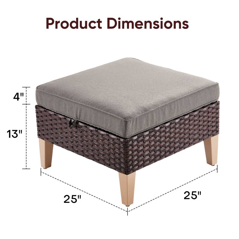 Gymojoy PE Rattan Patio Chairs, Ottoman Set