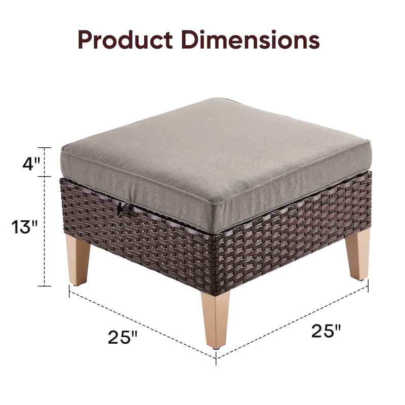 Gymojoy PE Wicker Chair with Ottoman Footrest