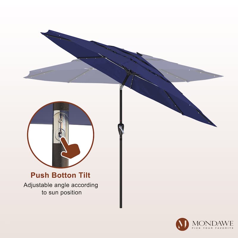 11-Ft Market Patio Umbrella with LED(Navy)