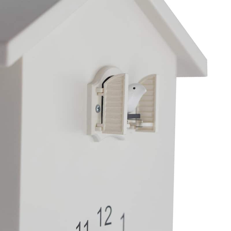 Walplus White Minimalist Cuckoo Clock Colorful Window 4 Changeable Birds