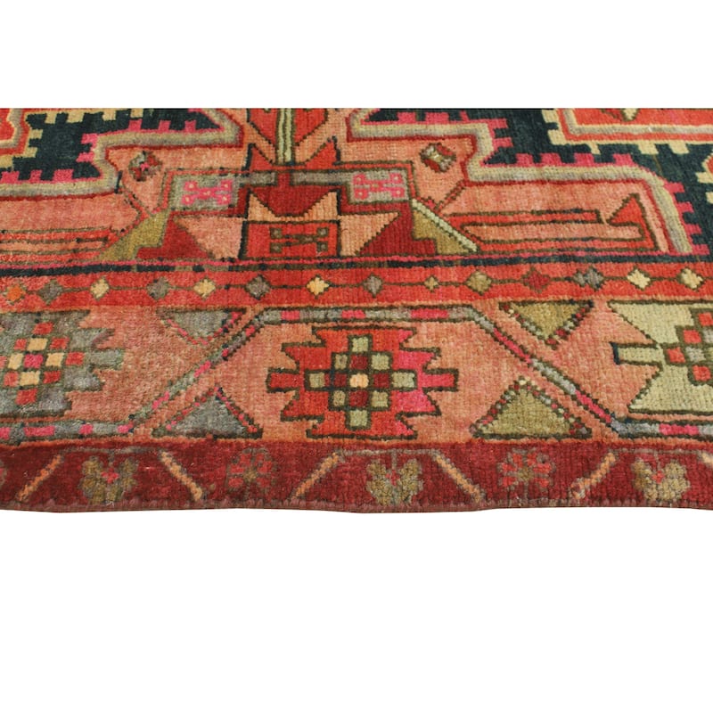 Fine Vintage Distressed Amal Red/Navy Runner - 3'2" x 9'9"