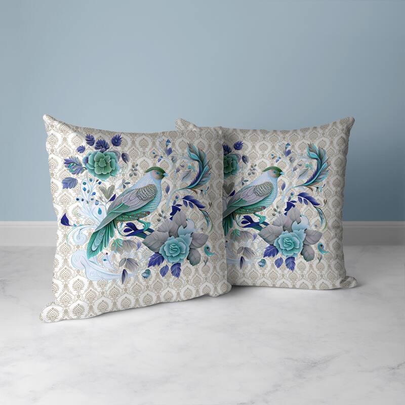 Songbird Rose Radiance Faux Suede Reversible Throw Pillow Cream and Green