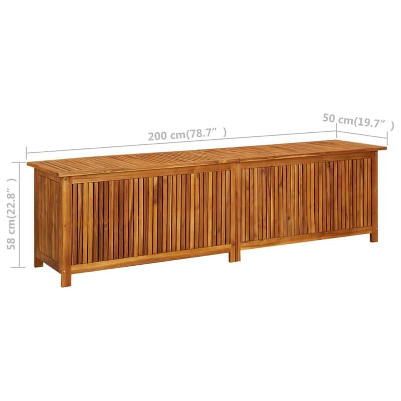 vidaXL Outdoor Storage Box, 78.7x19.7x22.8 Inches, Solid Acacia Wood - 78.7" x 19.6" x 22.8"