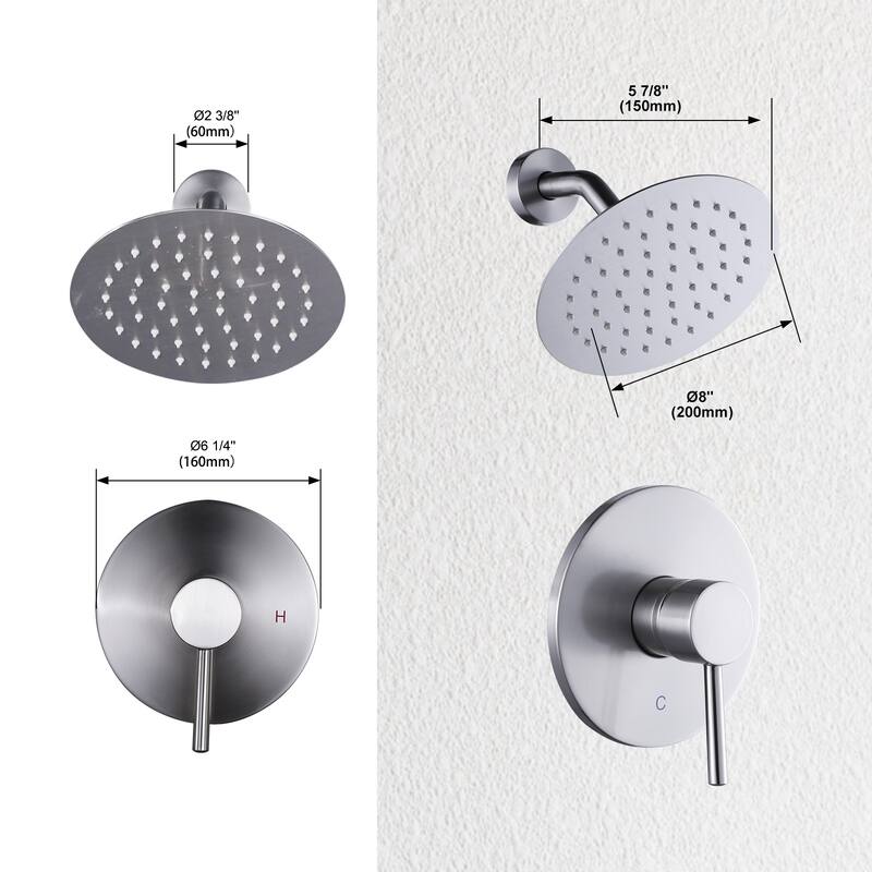 WOWOW Wall Mounted Bathroom Shower Faucet Valve Included