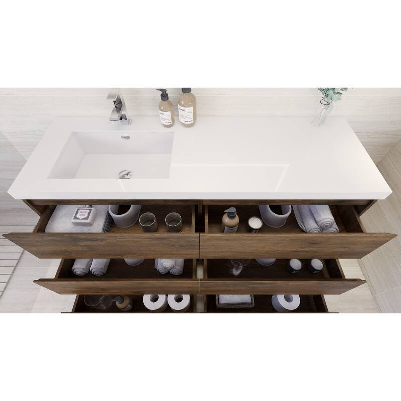 Aron 60'' Freestanding Vanity with Left Single Sink