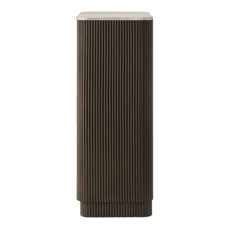 Furniture of America Alta Modern Dark Walnut 5-Drawer Chest with Artificial Marble Top