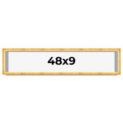 48x9 Shadow Box Frame Gold | 1.625 Inches Deep Real Wood Traditional