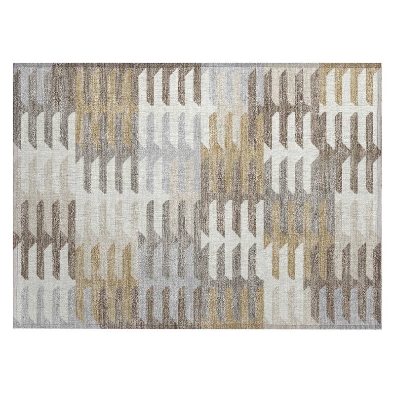 Machine Washable Indoor/ Outdoor Modern Stacks Chantille Rug