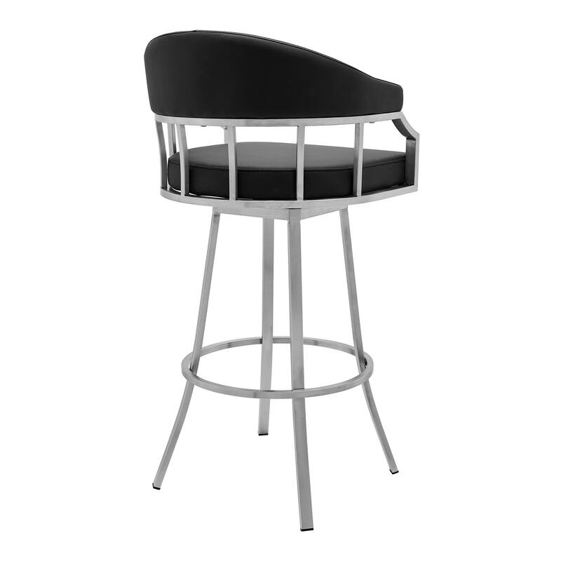 Faux Leather Swivel Bar Chair with Iron Frame and Footrest