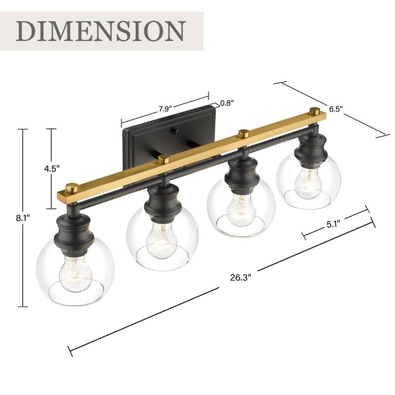 4-Light Modern Bathroom Vanity Lights with Globe Glass
