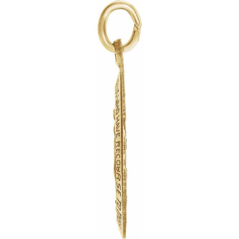 Curata 14k Yellow Gold 15x11mm Polished Oval Miraculous Medal Necklace, 16"