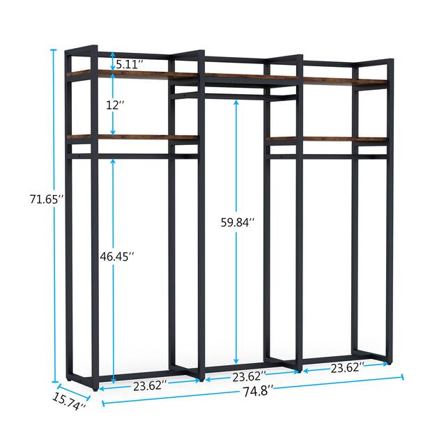 Tribesigns Garment Rack, 75 inch Freestanding Closet Organizer for Hanging Clothes