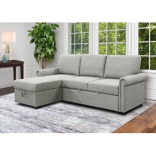 Abbyson Hamilton Reversible Fabric Sleeper Sectional with Storage