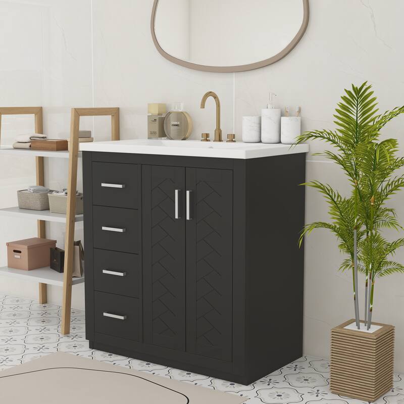 30" Bathroom Vanity with Ceramic Sink