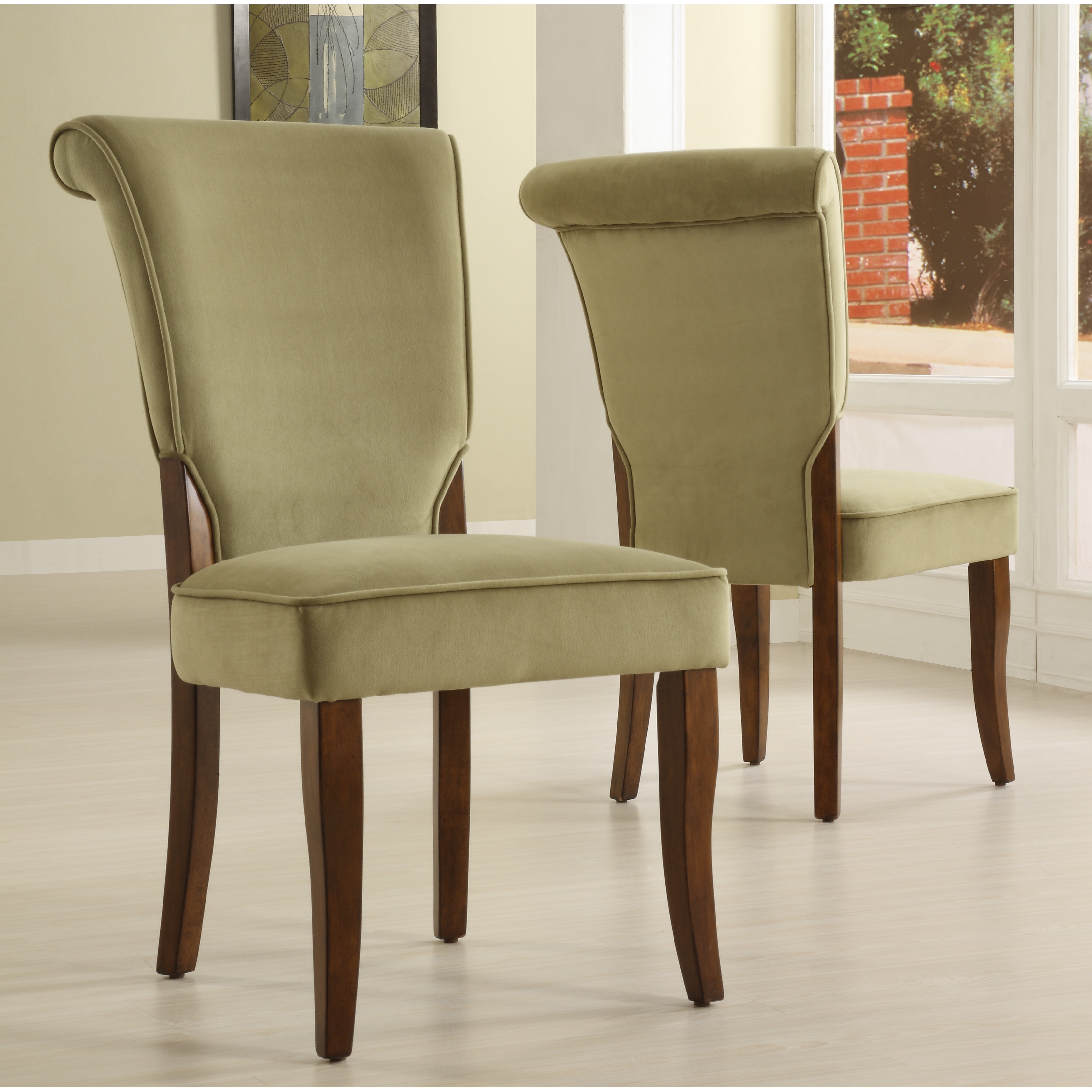 Andorra Sage Velvet Upholstered Dining Chair Set of 2 by iNSPIRE Q Classic