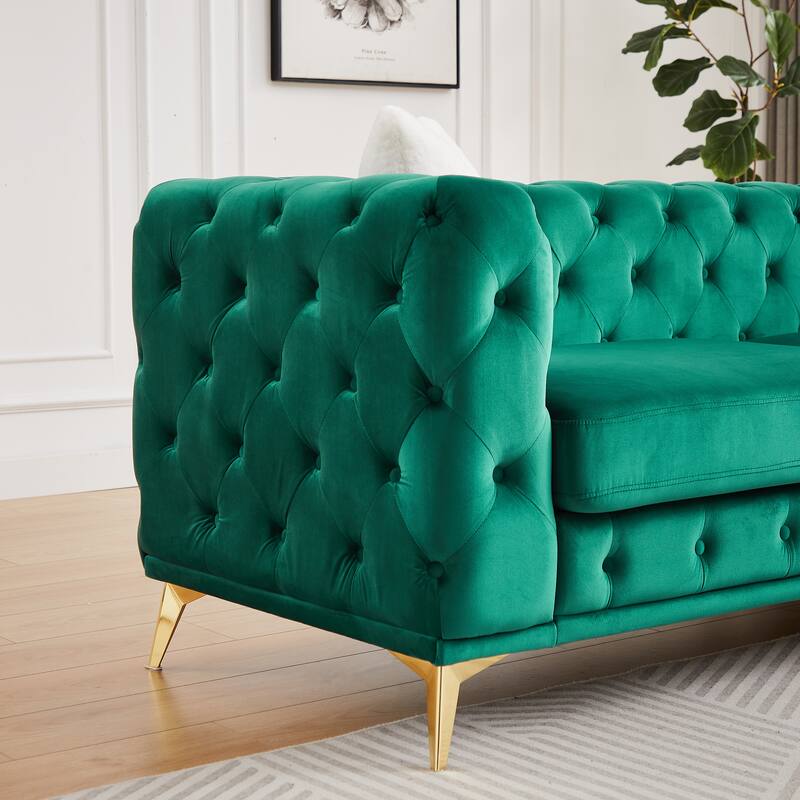 Modern Luxury Velvet Sofa with Chesterfield Quilted Button Accents