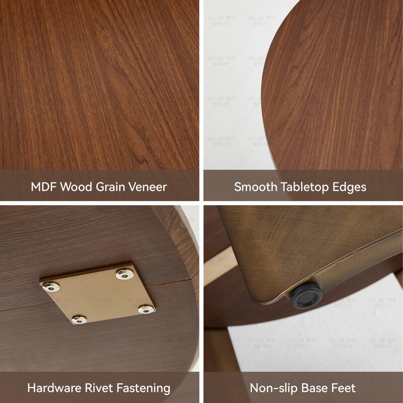 47.25 Inch Round Dining Table with Storage Shelf, Retro Walnut MDF Top and Metal Frame, Seats 4-6