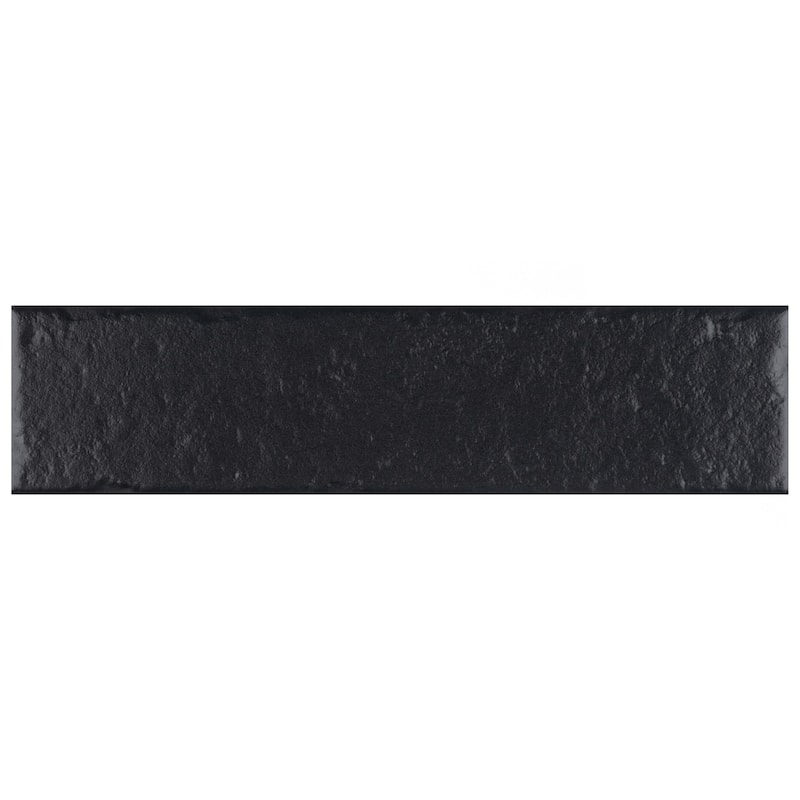 Merola Tile Brooklin Brick Black 2-3/8" x 9-3/4" Porcelain Floor and Wall Tile
