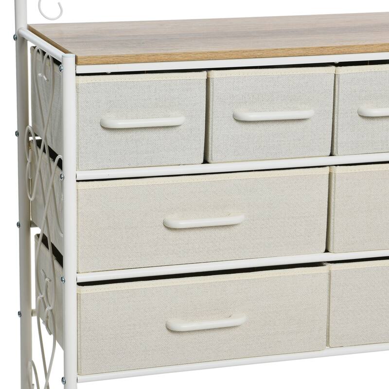Household Essentials Victoria Dresser Table Storage Organizer with 8 Drawers and Shoe Shelf