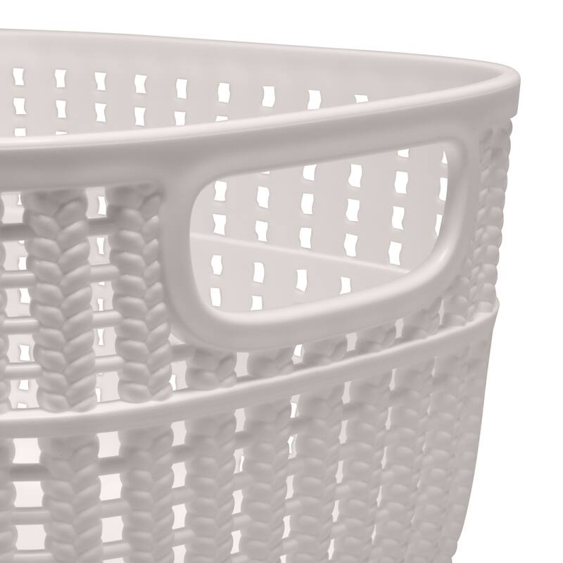 Simplify 2-Tone Decorative Small Storage Basket in Ivory - 9.4"x 7"x 4.8"