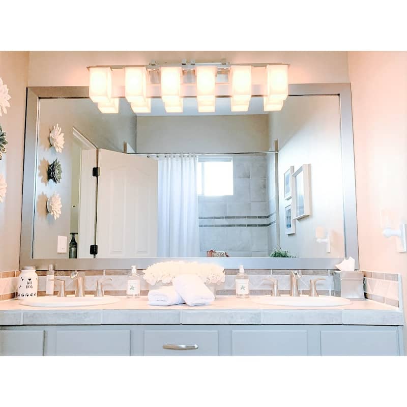 Frame My Mirror Brushed Chrome Framed Vanity Mirror, Meade Design
